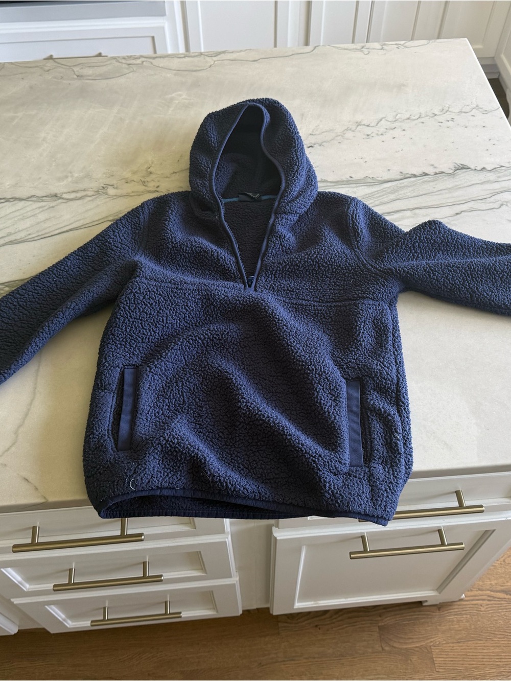 Vineyard Vines Navy Kids Sherpa Half-Zip Hoodie